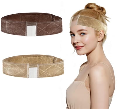 longziming - Pruik Band Set Van 2 - Fluweel - Verstelbare En Onzichtbare Lace Wig Band - Antislip Pruikhouder Voor Stevige Fixatie - Bruin,Beige
