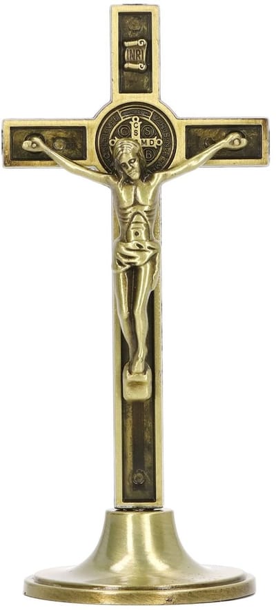 Dailygoods- Wandkruis Metalen Zinklegering - Kruis Muur - Wandkluis - Handgemaakt - Verwijderbare Basis - Doordacht Cadeau - Kruisbeeld