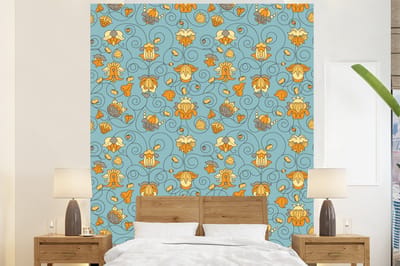 Behang - Fotobehang Patronen - Vintage - Bloemen - Breedte 225 cm x hoogte 280 cm