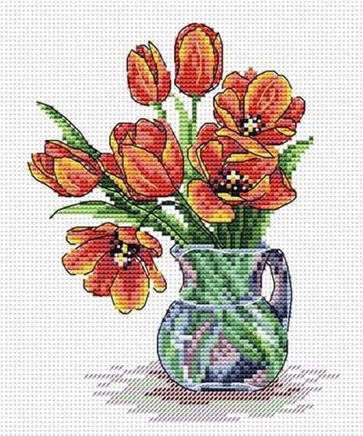 Borduurpakket Vaas Met Bloemen - Mp Studia