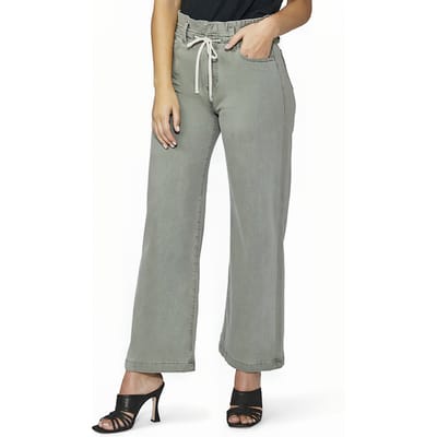 PAIGE Carly Waistband Tie Vintage Smokey Green Maat: W24 | Flared Jeans Outlet | Dames | Zwart