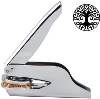 Allecto - Levensboom Patroon - Open Boek Embosser Stempel - Hand Held Notaris Seal - Kantoorproducten - Perfect voor Boeken en Papier - Handig ...