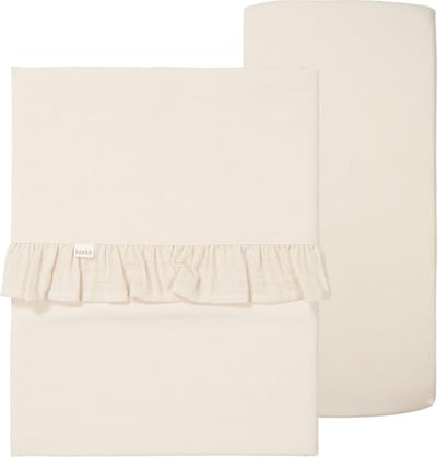 Koeka wieglaken en hoeslaken set ruffle Faro warm white One Size