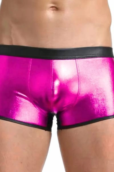 Roze Kunstleren Boxershort voor Heren - Comfortabele Fantasie Boxer in Sini-Leer - Maten XS tot XL