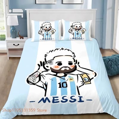 Voetbalster M-Messis Beddengoed Dekbedovertrek Kussensloop Volwassene Jongen Meisje Slaapkamer Decoratie Kinderen Enkel Dubbel Grote Maat 100x135cm-2pcs