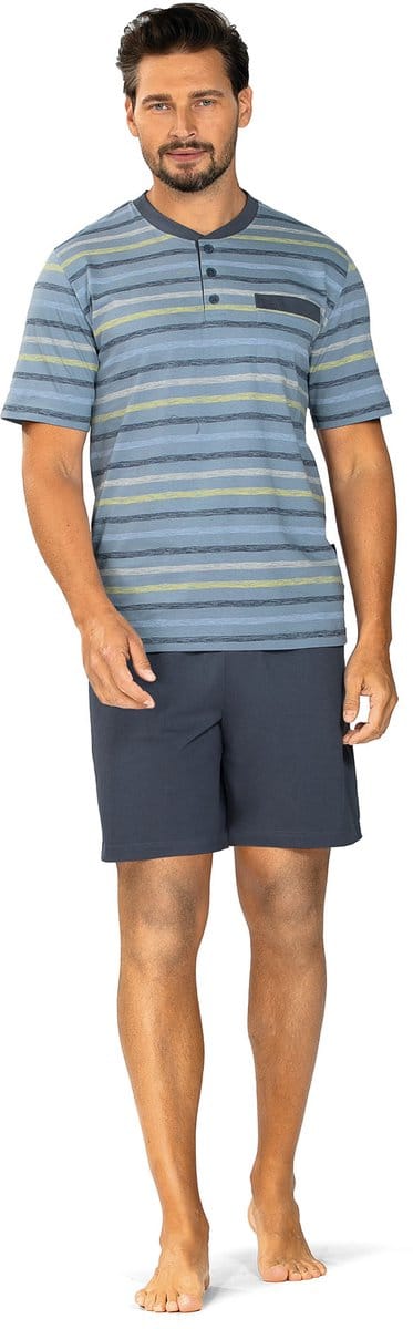 Comte - Heren Shortama - Zomer - Katoen - Blauw Gestreept - Maat S