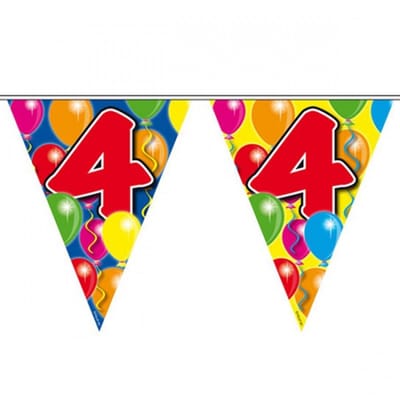 Folat Leeftijd vlaggenlijn - 2x - 4 jaar - 10 meter - verjaardag feest versiering - vlaggetjes