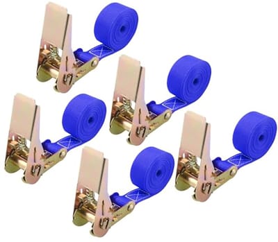 5 Ratelbanden 25 mm x 2 m - Spanbanden voor Vrachtwagens, Aanhangers, Auto's en Fietsen - Maximale Belasting 900 kg