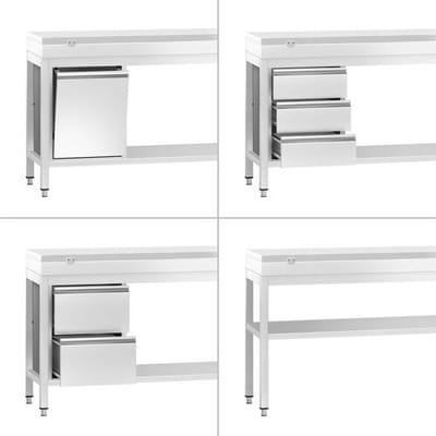 GGM Gastro Edelstahl Arbeitstisch PREMIUM - 1500x600mm - mit Grundboden - inkl. Schneideplatte Weiß