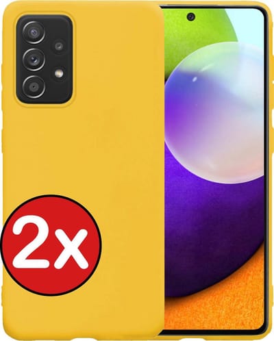 Hoesje - 2 Stuks - Geschikt voor Samsung Galaxy A52 - Sterk & Shockproof - Telefoonhoes - Back Cover - Case Siliconen - Telefoon Hoes - Geel