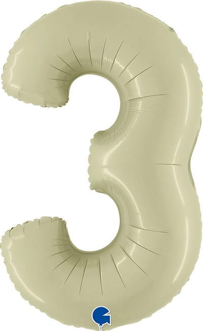 Folieballon Cijfer 3 Satin Olive green - 100 cm