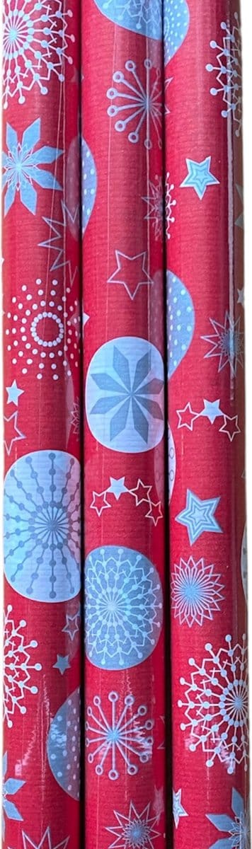 FESTIVE GIFTS Inpakpapier - Cadeaupapier - 200 x 70cm - 3 rollen - Kerst - Luxe Cadeauverpakking - Kleurrijk