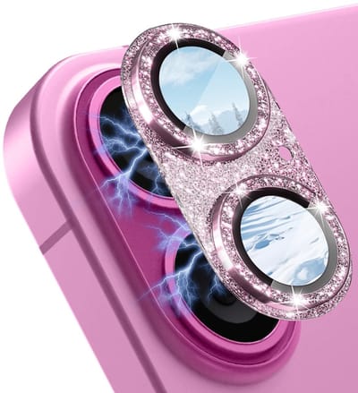 Dailygoods- Camera Beschermfolie 9H Hardheid - HD Lens Bescherming - Krasbestendig - Sterke Hechting - Glitter Premium Textuur - Compatibel met iPhone 16/16 Plus - Lensbescherming