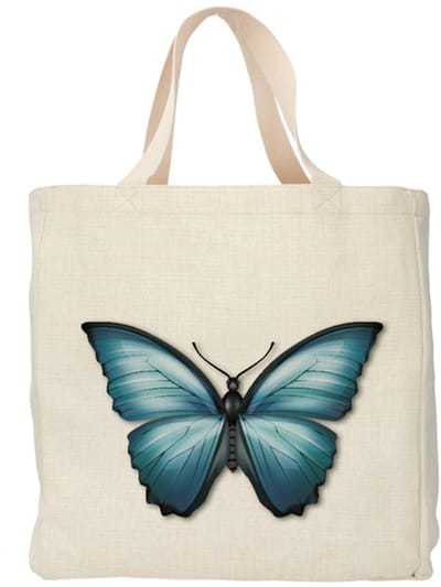 Shopper - Tas - Design - Insect - Blauwe Vlinder - Linnen - Kleurvast