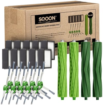 SQOON® Onderhoudspakket XL geschikt voor iRobot Roomba i3, i3+, i7, i7+, i4, i6, i6+, i8, i8+, E5, E6, E7, (niet j7 , j7+) - Perfect voor grondige reiniging en eenvoudig zelf te installeren