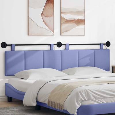 vidaXL - Hangend - hoofdbord - Met - LED-verlichting - Jeans - Blauw - Stof