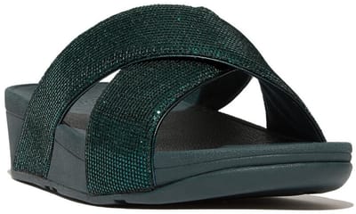 FitFlop FitFlop Lulu Cross Slide - Glitterball Metallic diepblauw - Maat 36