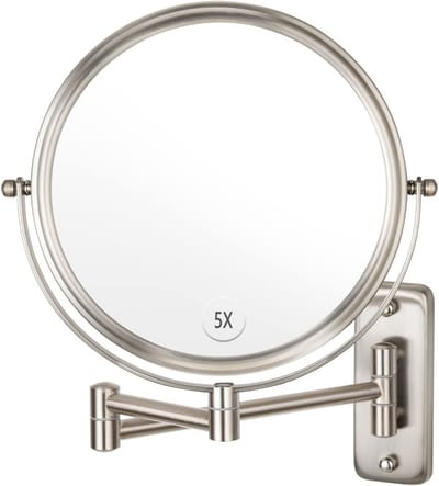Vergeet je make-up routine met deze wandgegraveerde make-up spiegel - 8 inch met 5x vergroting voor optimale reflectie