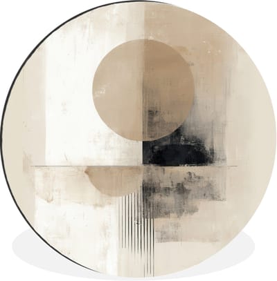 WallCircle - Wandcirkel - Muurcirkel - Cirkel - Compositie - Diepte - Beige - Aluminium - Dibond - 30x30 cm - Binnen en Buiten
