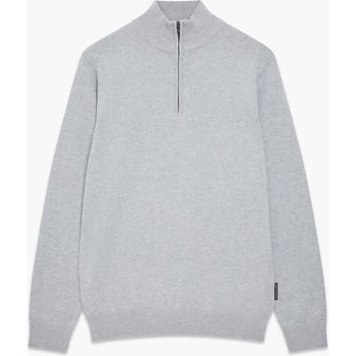 French Connection 1/2 Zip Cotton Lgt Grey Mel Maat: S | Coltruien Outlet | Heren | Grijs