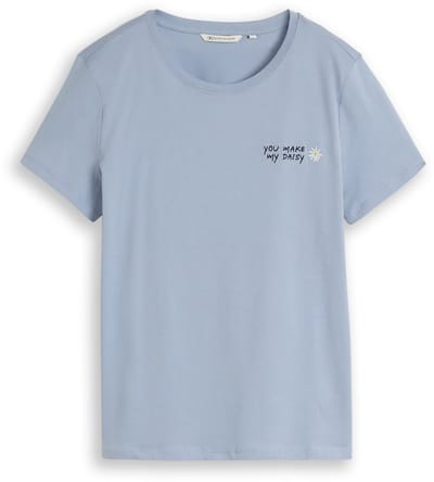 Tom Tailor Denim - T-shirt met borduursel - Maat XXL - foggy sky blue