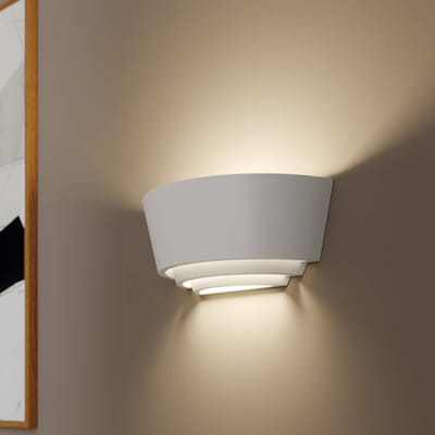 Lindby - wandlamp - 1licht - gips - H: 13 cm - E14 - wit