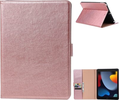 iPad 2021 hoes Bookcase Premium Luex Leren case Rose Goud - iPad 2020 hoes - iPad 2019 hoes Luex 10.2 inch - hoes iPad 2021 / Ntech -ipad hoes 7e generatie hoesje - Portemonnee cover