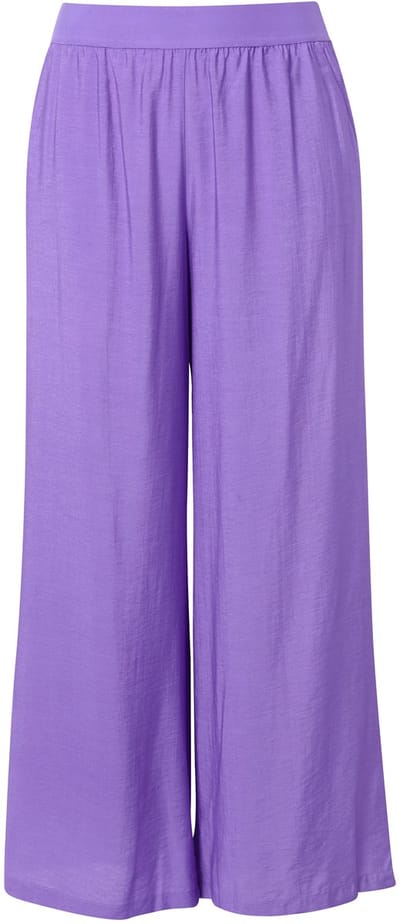 Ulla Popken - Dames - Instapbroek wijde pijpen structuur elastische tailleband - Purper - Maat 42+