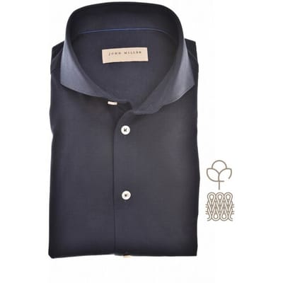 John Miller Overhemd Plain Color Cotton Tricot Navy / male