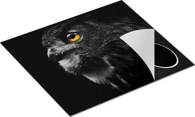 Chefcare Inductie Beschermer Zwarte Uil met Gouden Ogen - 60x50 cm - Afdekplaat Inductie - Kookplaat Beschermer - Inductie Mat