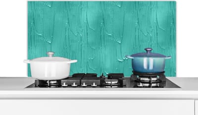 Spatscherm Keuken - Kookplaat Achterwand - Spatwand Fornuis - 100x50 cm - Verf - Patronen - Turquoise - Aluminium - Wanddecoratie - Muurbeschermer - Hittebestendig