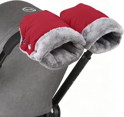 Kinderwagen Handwarmers - Moffen voor buggy - Wandelen met baby - Waterdicht en winddicht - Universele maat - Rood