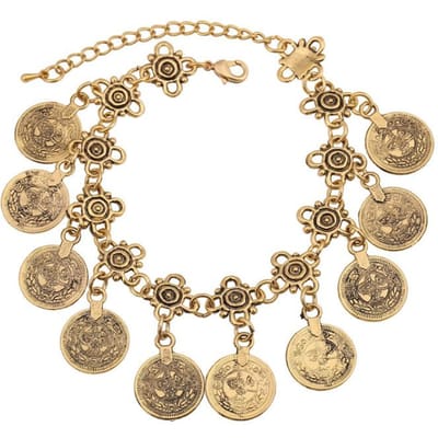 Fête Hippy Bohème Plage Bijoux Turcs Couleur Or Pièce Vintage Bohème Pièce Sculptée Bracelets Joncs pour Femme pulseras beige