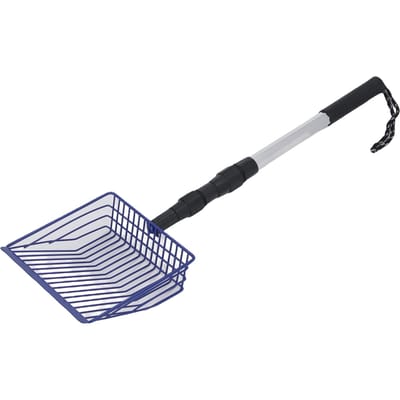 Pelle à litière pour poulet Métal 3 sections Longue à main Antiadhésive pour poulailler Chat bleu