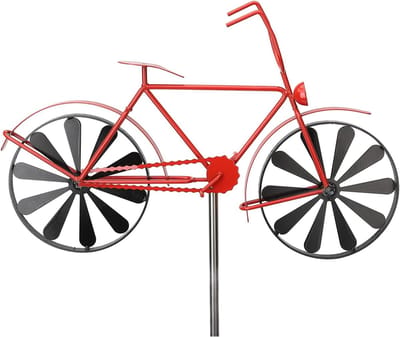 Fiets Windspinner - Tuindecoratie Metaal - Buitenruimte Verfraaien - Dynamische Rotatie - N.v.t. - Rood