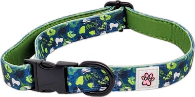 Halsband Hond - Zachte Honden Halsband - Groen - Blauw - Camouflage - Luipaard - Let's go Outside - Paw My God! - Maat L