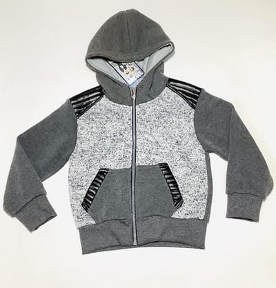S&C vest - met imitatieleren accenten - grijs - maat 164
