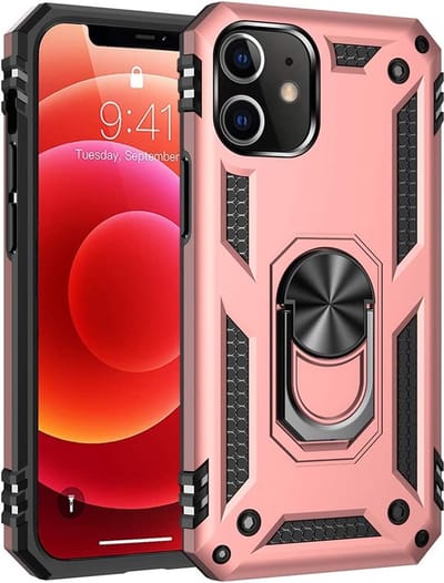 Anti-Shock Hybrid Ring Armor Hoesje - Geschikt voor: iPhone 11 Pro Max - Rosegoud