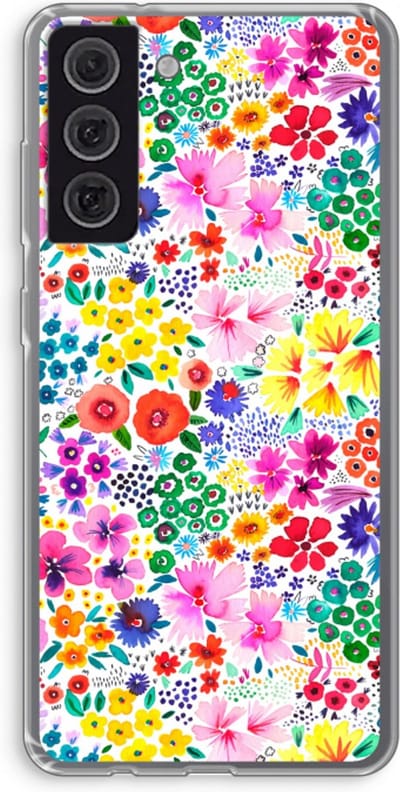 Case Company® - Hoesje geschikt voor Samsung Galaxy S21 FE hoesje - Little Flowers - Soft Cover Telefoonhoesje - Bescherming aan alle Kanten en Schermrand