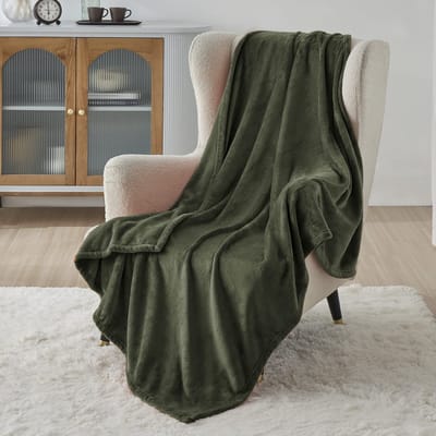 Unyqoos® Pluizige Knuffeldeken voor Warmte en Comfort in Huis en Tuin, 130 x 150 cm, Olijfgroen