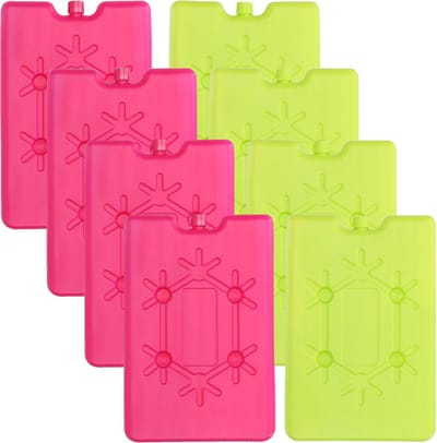 Voordeelset van 8x koelelementen groen/roze 200 ML en 11 x 16 cm - Voor koeltassen en koelboxen