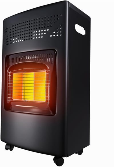 SAVI® Gasverwarming Mobiel - Heater Op of Butaan gas – Verwarming - Infraroodkachel Vrijstaand - Voor flessen tot 15 KG - Zwart - 42cm x 44cm x 74cm; 8 kg