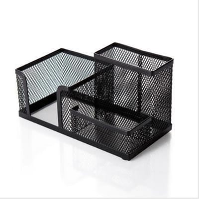 Multifunctionele bureau-organizer van koudgewalst staal, opbergdoos voor pennen, potloden en kantoorbenodigdheden, zwart en stijlvol ontwerp
