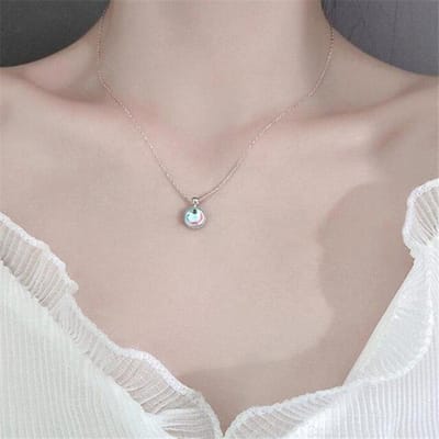 925 Sterling Zilver Kwastje Kristal Ronde Kraal Bedel Kettingen & Hangers Choker Statement Voor Vrouwen Sieraden Dz631 zilver
