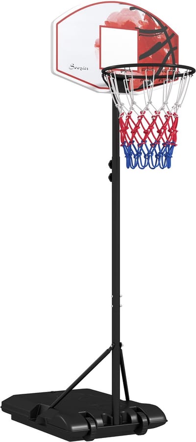 SPORTNOW-Basketballkorb-Kunststoff, Stahl-72L x 2,1B x 45,5H cm-Schwarz+Transparent+Orange