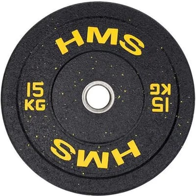 HMS HTBR Serie - Bumper Olympische Schijf - 15 kg - Gecoat met Rubber - Geel