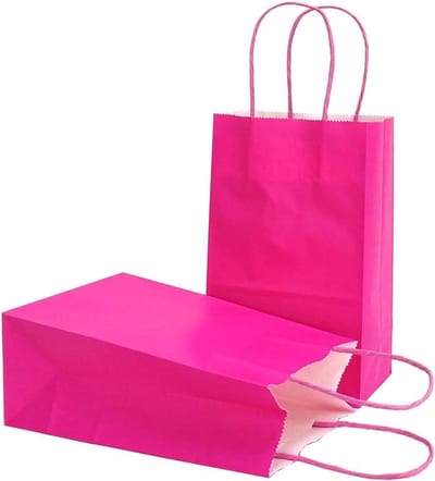 Papieren Cadeauzakken - Verpakkingstasjes - Feestelijke Geschenkverpakking - Biologisch Afbreekbaar Materiaal - 25 x 19 x 10 CM - Magenta