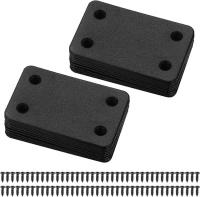 Set van 20 platte rechte herstelplaten, roestvrijstalen steun voor meubels, bevestigingsplaten voor reparatie en verbinding (60x38mm, zwart)