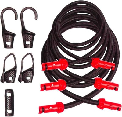 Lastbevestiging Kit - Spanbanden Set - Lading Zekeren - Verstelbaar Systeem - 0-80 kg - Zwart Rood
