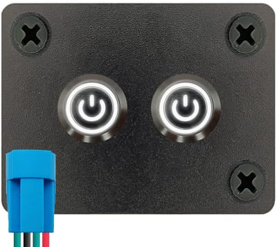 ProRide Metalen Drukschakelaars ON-OFF 220V - 12mm - Tweevoudig inbouwpaneel - IP67 - LED indicatie Wit